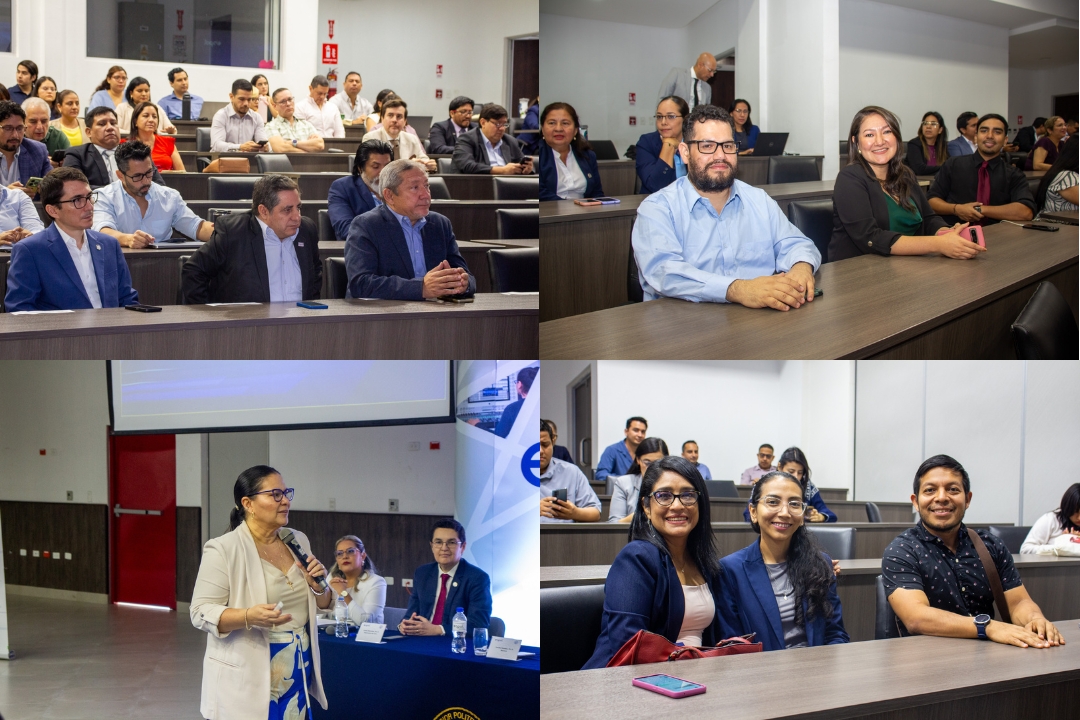Autoridades y comunidad universitaria durante la presentación del informe de Rendición de Cuentas 2025 de ESPOL, destacando logros institucionales y participación de la FICT.